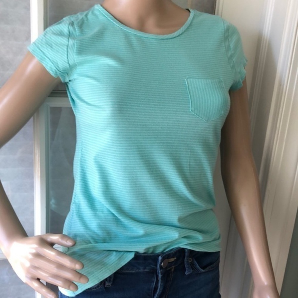 Gap mint green & white stretchy cap sleeve t shirt